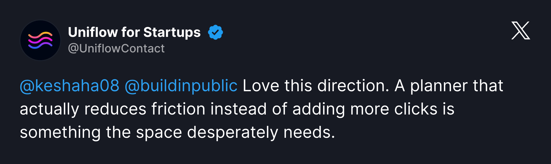 Tweet praising Commandly